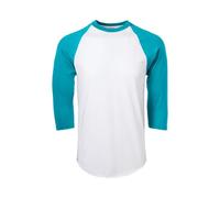 Soffe Herren-Baseballtrikot-T-Shirt, Weiß/Blaugrün, XX-Large