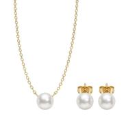 Sofia Milani - Damen 2er Set Halskette und Ohrstecker aus 925 Silber - vergoldet/golden - Perlen Motiv - BeYou Kollektion