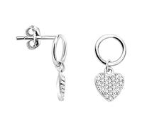 SOFIA MILANI - Damen Ohrringe 925 Silber - mit Zirkonia Steinen - Kreis Herz Ohrhänger