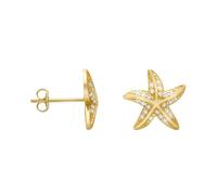 SOFIA MILANI - Damen Ohrringe 925 Silber - vergoldet/golden & mit Zirkonia Steinen - Seestern Ohrstecker - E2559