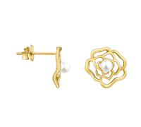 SOFIA MILANI - Damen Ohrringe 925 Silber - vergoldet/golden - Rosen Perlen Ohrstecker - E3065