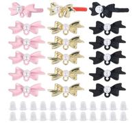 SOFPLATE 30 Stück Ohrstecker Mit Schleife 3 Farben Schwarze Ohrstecker Beschläge Mit Ohrmuttern Aus Kunststoff Bunte Perlen Mit Schleife Aus Legierung 925 Stifte Aus Sterlingsilber Ohrstecker Zubehör