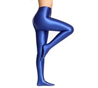 SOFSOT blickdichte glänzende Strumpfhose in Übergröße, Wet-Look, Fuß, glänzende Strumpfhose, Pilates-Yogahose, hohe Taille