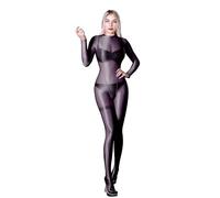 SOFSOT Ultra-transparenter Ganzkörperanzug für Damen, lange Ärmel, glänzend, Einteiler, glänzender Catsuit, Nylons, Ganzkörperanzug