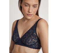 Soft-BH CALIDA "Natural Comfort Lace", Damen, Gr. 75, Cup A, blau (dunkelblau), Spitze, Obermaterial: 86% Polyamid, 14% Elasthan, unifarben, normal, BHs Soft-BH, mit vollelastischer Spitze, Single Jer