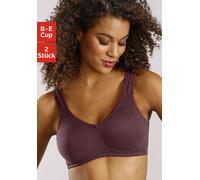 Soft-BH PETITE FLEUR, Damen, Gr. 100, Cup E, rot (bordeaux, weiß), Trikot, Obermaterial: 95% Baumwolle, 5% Elasthan, BHs Soft-BH, ohne Bügel, Baumwolle (65332532-100) bordeaux, weiß