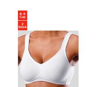 Soft-BH PETITE FLEUR, Damen, Gr. 105, Cup D, schwarz (schwarz, weiß), Trikot, Obermaterial: 95% Baumwolle, 5% Elasthan, BHs Soft-BH, ohne Bügel, aus weicher Baumwolle (541125-105) schwarz, weiß