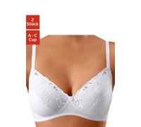 Soft-BH PETITE FLEUR, Damen, Gr. 75, Cup A, weiß, Jersey, Spitze, Obermaterial: 70% Baumwolle, 20% Elasthan, 10% Polyester, klassisch, BHs Soft-BH Bügelloser-BH BH BH-Set, ohne Bügel, mit hübscher Bau