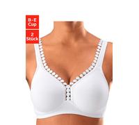 Soft-BH PETITE FLEUR Gr. 75, Cup D, schwarz (schwarz, weiß) Damen BHs ohne Bügel Bügel, mit dekorativer Zierkante (891622-75)