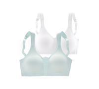 Soft-BH, Damen, Gr. 95, Cup C, blau (hellblau, weiß), Jersey, Obermaterial: 90% Baumwolle, 5% Elasthan, 5% Polyamid, PETITE FLEUR BY LASCANA, BHs Soft-BH, ohne Bügel, Baumwolle mit Spitzen-Details, gr