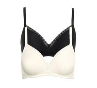 Soft-BH LISCA "2er Pack Soft BH Ines", Damen, Gr. 80, Cup D, bunt (schwarz, cream), Stoff, Obermaterial: 95% Baumwolle CO. 5% Elasthan EL., BHs Soft-BH (27555445-80) schwarz, cream