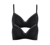 Soft-BH LISCA "2er Pack Soft BH Ines", Damen, Gr. 85, Cup D, schwarz, Stoff, Obermaterial: 95% Baumwolle CO. 5% Elasthan EL., BHs Soft-BH (28699363-85) schwarz