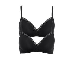 Soft-BH LISCA "2er Pack Soft BH Ines", Damen, Gr. 85, Cup D, schwarz, Stoff, Obermaterial: 95% Baumwolle CO. 5% Elasthan EL., BHs Soft-BH (28699363-85) schwarz