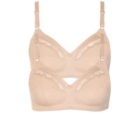 Soft-BH LISCA "2er Pack Soft BH Manja", Damen, Gr. 80, Cup B, beige, Spitze, Obermaterial: 100% Baumwolle CO., BHs Soft-BH (21525603-80) beige
