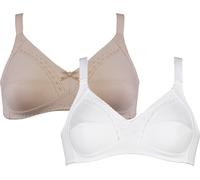 Soft-BH NATURANA "Classics", Damen, Gr. 75, Cup A, weiß (weiß, light beige), Obermaterial: 100% Baumwolle, unifarben, bequem, BHs Soft-BH, feminin, bequem, breite Träger, ohne Bügel, dekorative Schlei