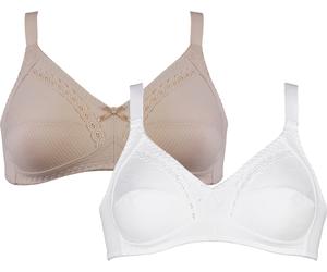 Soft-BH NATURANA "Classics", Damen, Gr. 85, Cup A, weiß (weiß, light beige), Obermaterial: 100% Baumwolle, unifarben, bequem, BHs Soft-BH, feminin, bequem, breite Träger, ohne Bügel, dekorative Schlei