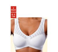Soft-BH NUANCE, Damen, Gr. 80, Cup B, weiß (2xweiß), Jersey, Obermaterial: 85% Baumwolle, 10% Polyamid, 5% Elasthan, BHs Soft-BH, ohne Bügel, mit schickem Streifenmaterial (24633348-80) 2xweiß