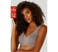 Soft-BH PETITE FLEUR Gr. 100, Cup E, grau (taupe, weiß) Damen BHs BH-Set Bügelloser-BH Bestseller (897896-100) taupe, weiß