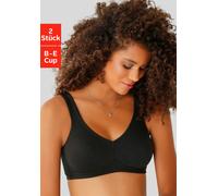 Soft-BH PETITE FLEUR, Damen, Gr. 105, Cup D, schwarz (schwarz, weiß), Trikot, Obermaterial: 95% Baumwolle, 5% Elasthan, BHs Soft-BH, ohne Bügel, aus weicher Baumwolle (541125-105) schwarz, weiß