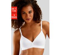 Soft-BH PETITE FLEUR, Damen, Gr. 70, Cup B, weiß (3xweiß), Obermaterial: 75% Baumwolle, 15% Elasthan, 10% Polyester, BHs Soft-BH, ohne Bügel, in Triangel-Schnittform, im günstigen 3er Pack (33900947-7