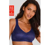 Soft-BH PETITE FLEUR, Damen, Gr. 75, Cup C, blau (navy, weiß), Spitze, Obermaterial: 52% Polyamid, 40% Baumwolle, 8% Elasthan, BHs Soft-BH, ohne Bügel aus glänzendem Jacquardmaterial im Animal-Design