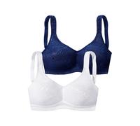 Soft-BH PETITE FLEUR, Damen, Gr. 75, Cup C, blau (navy, weiß), Spitze, Obermaterial: 52% Polyamid, 40% Baumwolle, 8% Elasthan, BHs Soft-BH, ohne Bügel aus glänzendem Jacquardmaterial im Animal-Design