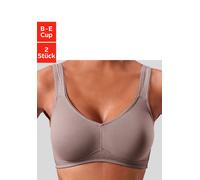 Soft-BH PETITE FLEUR, Damen, Gr. 75, Cup C, grau (taupe, weiß), Trikot, Obermaterial: 95% Baumwolle, 5% Elasthan, BHs Soft-BH, ohne Bügel, aus weicher Baumwolle (850380-75) taupe, weiß