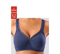 Soft-BH PETITE FLEUR Gr. 75, Cup D, blau (marine, weiß) Damen BHs ohne Bügel Bügel, mit dekorativer Zierkante (805812-75)