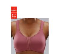 Soft-BH PETITE FLEUR, Damen, Gr. 75, Cup F, rosa (rosenholz, puder), Jersey, Obermaterial: 90% Baumwolle, 5% Elasthan, 5% Polyamid, BHs Soft-BH, ohne Bügel mit Spitzen-Details (75516441-75) rosenholz,