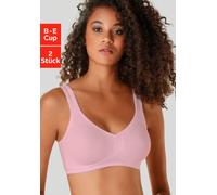 Soft-BH PETITE FLEUR Gr. 85, Cup C, rosa (rosa, weiß) Damen BHs BH-Set Bügelloser-BH ohne Bügel Bügel, aus weicher Baumwolle Bestseller (220715-85)