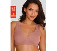 Soft-BH PETITE FLEUR, Damen, Gr. 85, Cup D, puder, kupfer, Trikot, Obermaterial: 80% Baumwolle, 10% Elasthan, 10% Polyamid, Basic, BHs Soft-BH, ohne Bügel aus weicher Baumwollmischung, Bralette-BH (96