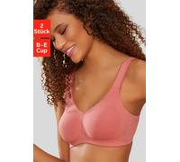 Soft-BH, Damen, Gr. 85, Cup D, rosa (terra, puder), Trikot, Obermaterial: 95% Baumwolle, 5% Elasthan, PETITE FLEUR BY LASCANA, BHs Soft-BH, ohne Bügel, Baumwolle - auch ideal für große Größen, bequeme