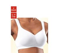 Soft-BH PETITE FLEUR, Damen, Gr. 90, Cup E, weiß (2xweiß), Jersey, Obermaterial: 90% Baumwolle, 10% Elasthan, BHs Soft-BH, ohne Bügel aus sanfter Baumwolle (806595-90) 2xweiß