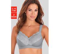 Soft-BH PETITE FLEUR, Damen, Gr. 90, Cup G, weiß (silber, weiß), Jersey, Obermaterial: 60% Polyamid, 29% Baumwolle, 11% Elasthan, BHs Soft-BH, ohne Bügel mit Komfortträgern (34969055-90) silber, weiß