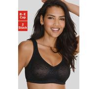 Soft-BH PETITE FLEUR, Damen, Gr. 95, Cup D, schwarz-weiß (schwarz, weiß), Spitze, Obermaterial: 89% Polyamid, 11% Elasthan, BHs Soft-BH, ohne Bügel aus glänzendem Jacquardmaterial im Animal-Design (35