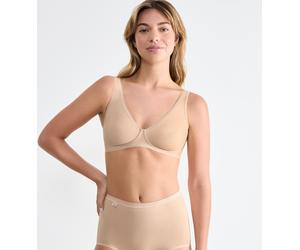 Soft-BH SLOGGI "Basic+", Damen, Gr. 65, Cup B, beige (natur), Single Jersey, Obermaterial: 80% Baumwolle, 18% Elasthan, 2% Polyamid, unifarben, Basic, BHs Soft-BH, perfekter Sitz, ohne Bügel, ohne Ein