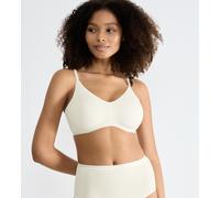 Soft-BH SLOGGI "GO Daily Cotton", Damen, Gr. L, N-Gr, weiß (silk weiß), Single Jersey, Obermaterial: 82% Baumwolle, 18% Elasthan, unifarben, Basic, BHs Soft-BH, Glanz-Effekt Details, tiefer V-Ausschni