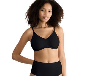 Soft-BH SLOGGI "GO Daily Cotton", Damen, Gr. M, N-Gr, schwarz, Single Jersey, Obermaterial: 82% Baumwolle, 18% Elasthan, unifarben, Basic, BHs Soft-BH, Glanz-Effekt Details, tiefer V-Ausschnitt, ohne 