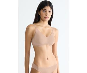 Soft-BH SLOGGI "GO Daily Cotton", Damen, Gr. S, N-Gr, beige (new beige), Single Jersey, Obermaterial: 82% Baumwolle, 18% Elasthan, unifarben, Basic, BHs Soft-BH, Glanz-Effekt Details, tiefer V-Ausschn