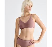 Soft-BH SLOGGI "GO Daily Cotton", Damen, Gr. XL, N-Gr, braun (cacao), Single Jersey, Obermaterial: 82% Baumwolle, 18% Elasthan, unifarben, Basic, BHs Soft-BH, Glanz-Effekt Details, tiefer V-Ausschnitt