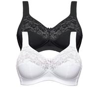 Susa Damen Bügelloser BH 27931 – 3-teilige Cups, Unterbrustband – Weiß/Schwarz 85E (2er Pack)