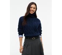 Tommy Hilfiger Damen Strickpullover mit Zopfmuster SOFT WOOL Relaxed Fit, indigo, Gr. M