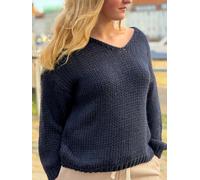 Softer Grobstrickpullover für Damen - V-Ausschnitt One Size in Navy