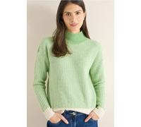 Strickpullover CECIL, Damen, Gr. M (40), bamboo grün, Web, 37% Baumwolle, 34% Polyacryl, 26% Polyester, 3% Elasthan, unifarben, normal normal, hoch geschlossener Ausschnitt, Rippbündchen, Pullover Str