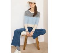 Strickpullover CECIL, Damen, Gr. XL (44), bunt (universal blau), Web, 37% Baumwolle, 34% Polyacryl, 26% Polyester, 3% Elasthan, normal normal, Rundhals, Rippbündchen, Pullover Strickpullover, im Color