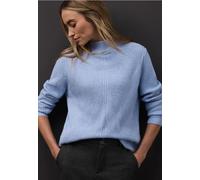 Stehkragenpullover STREET ONE, Damen, Gr. 42, frosted blau meliert, Strick, Obermaterial: 37% Baumwolle, 34% Polyacryl, 26% Polyester, 3% Elasthan, unifarben, bequem hüftbedeckend, Rundhals, Pullover 