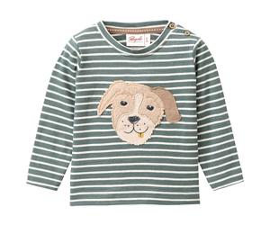 Softes Langarmshirt Hund grün gestreift 98/104