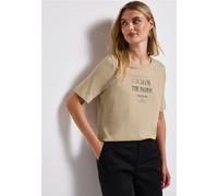 Street One T-Shirt A323338, softes Shirt mit Wording, Coastal Beige Größe 42