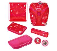 SoftLight Plus Stars&Strips (rot, inkl. befülltem 16 tlg. Schüleretui, Faulenzermäppchen, Sportbeutel)