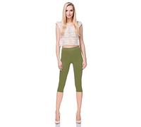 SOFTSAIL Damen-Leggings 3/4-Länge, einfarbige Caprihose, gesichert, Sportkleidung, legerer Stil, für Yoga, Fitness, aus Baumwolle, Größen 38 - 54